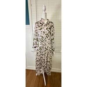 Lauren Ralph Lauren Floral Print Long Sleeve Midi Dress with Drawstring Waist -4